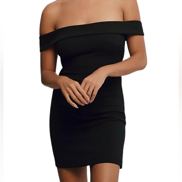 BHLDN Dresses & Skirts - BHLDN Off-Shoulder Black Mini Dress Cocktail New Year’s Party Formal